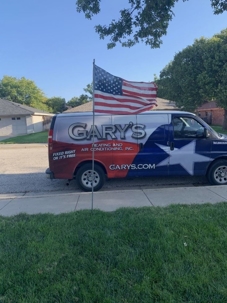 Gary's work van with american flag