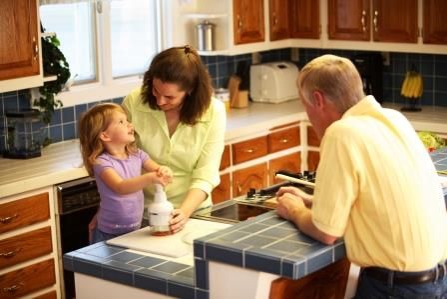 Family in kitchen